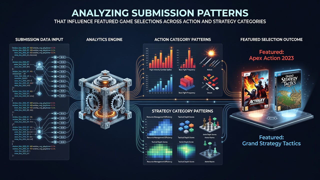 Dashboard showing submission analytics for action and strategy games across platforms