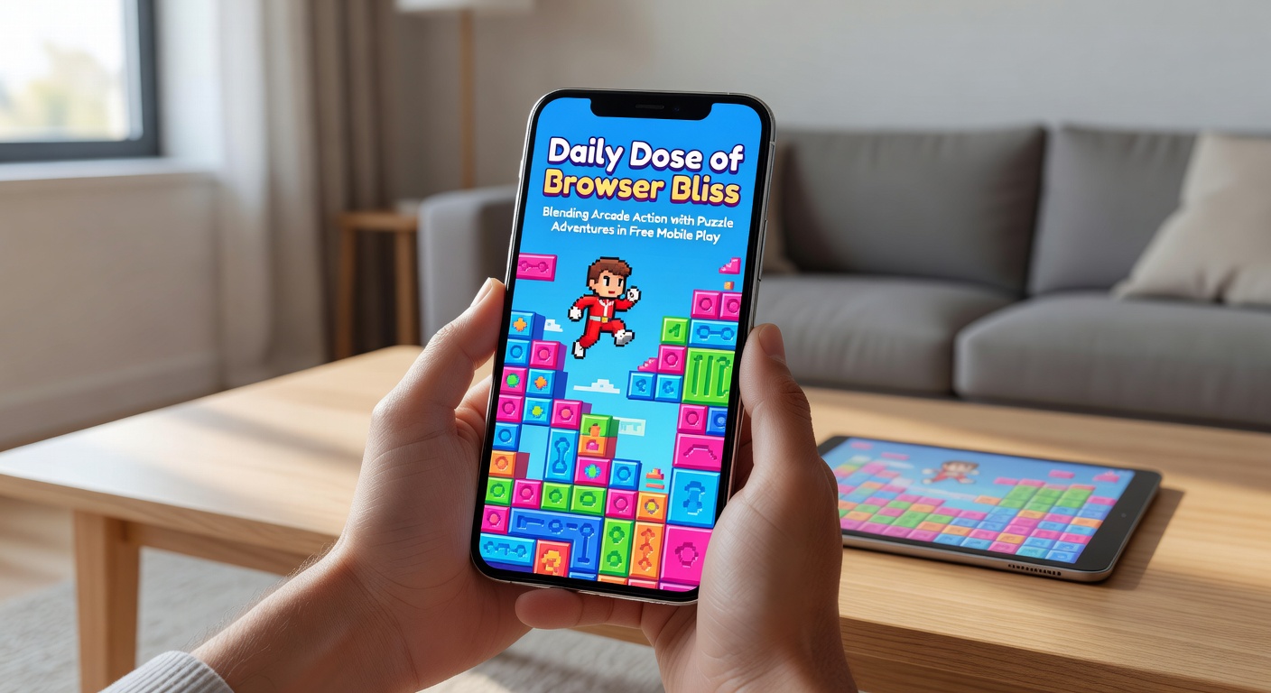 Dynamic mobile browser gameplay showing puzzle grid resolving into an arcade boss battle with explosive effects