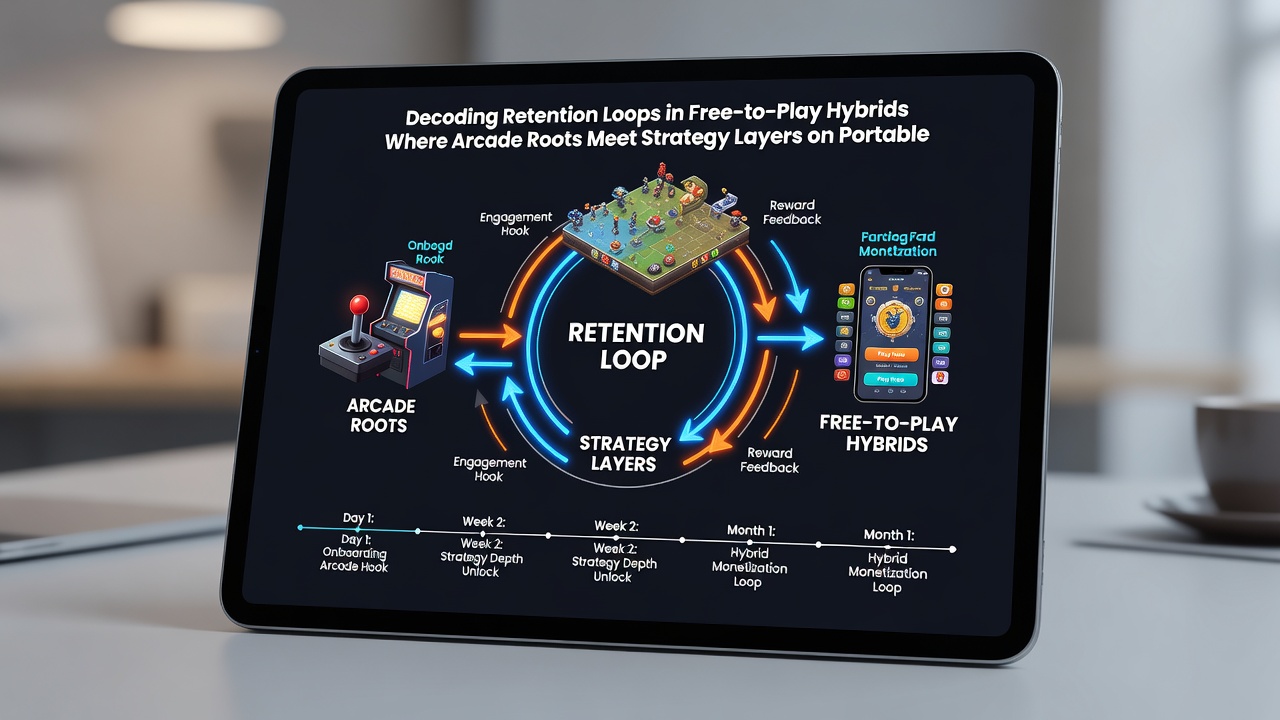 Close-up of strategy map overlay on an arcade action sequence in a mobile hybrid game interface