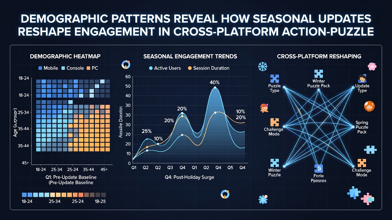 Infographic showing regional player demographics and seasonal engagement metrics for cross-platform hybrids