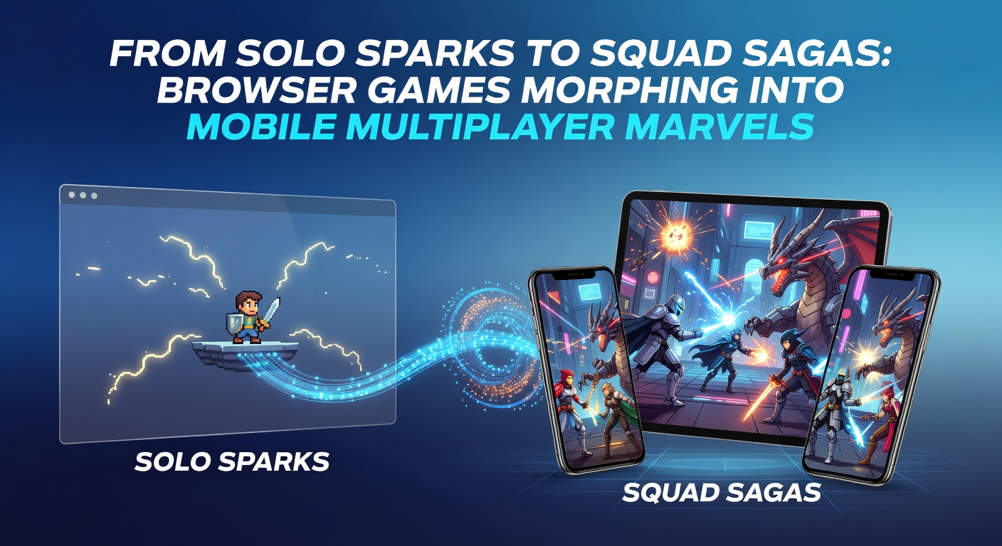 Early browser game interface showing solo puzzle gameplay transitioning to mobile squad battles