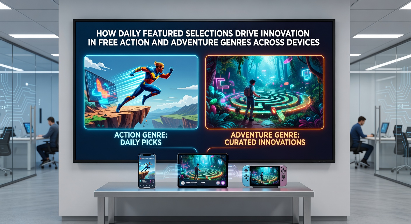 Cross-device gameplay scenes showing players engaging with adventure titles on mobile and desktop