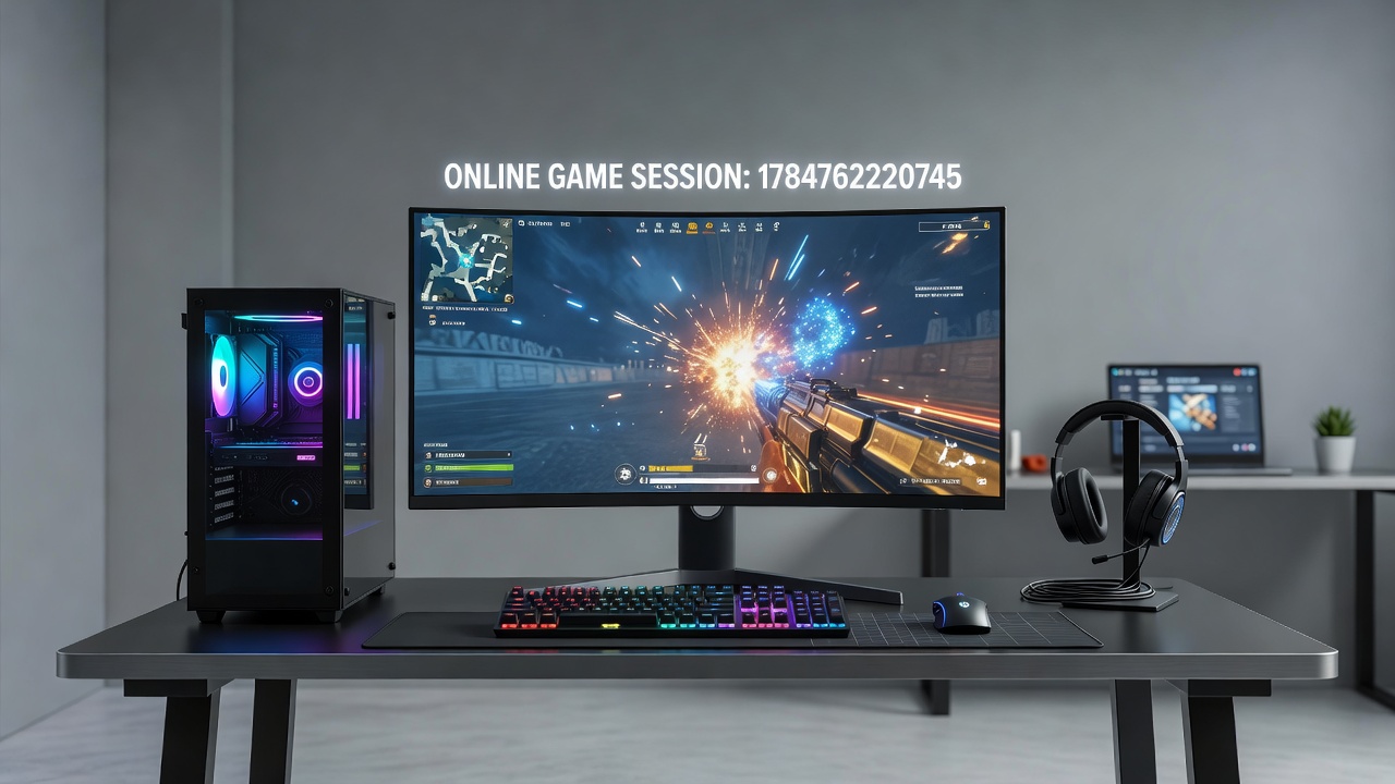 Diverse group of gamers collaborating in an online multiplayer session on various devices