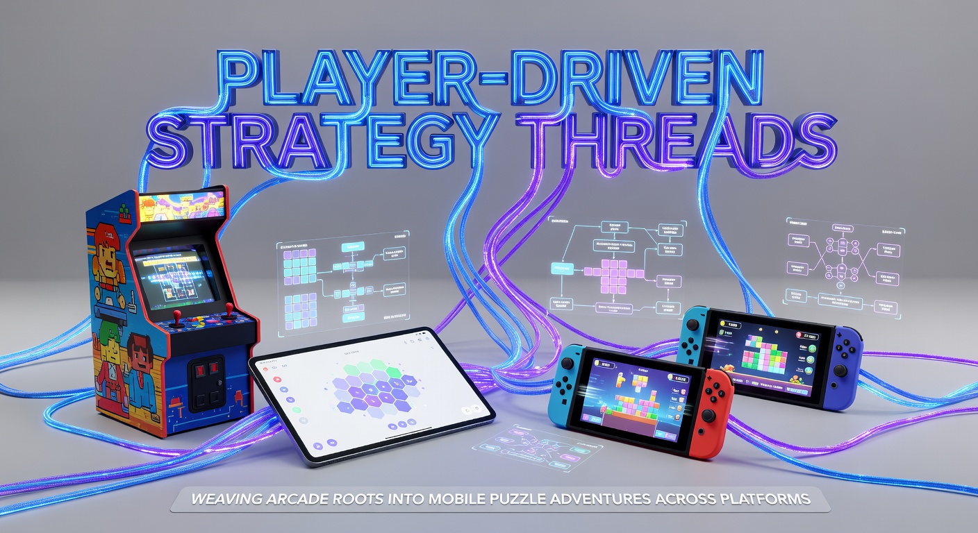 Cross-platform gameplay showing puzzle progression synchronized between mobile and browser interfaces