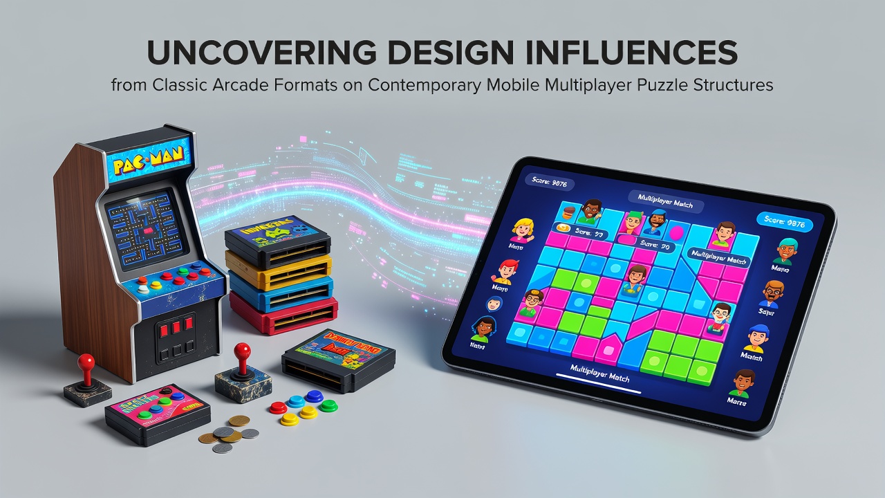 Classic arcade cabinet influences visible in modern mobile puzzle interfaces